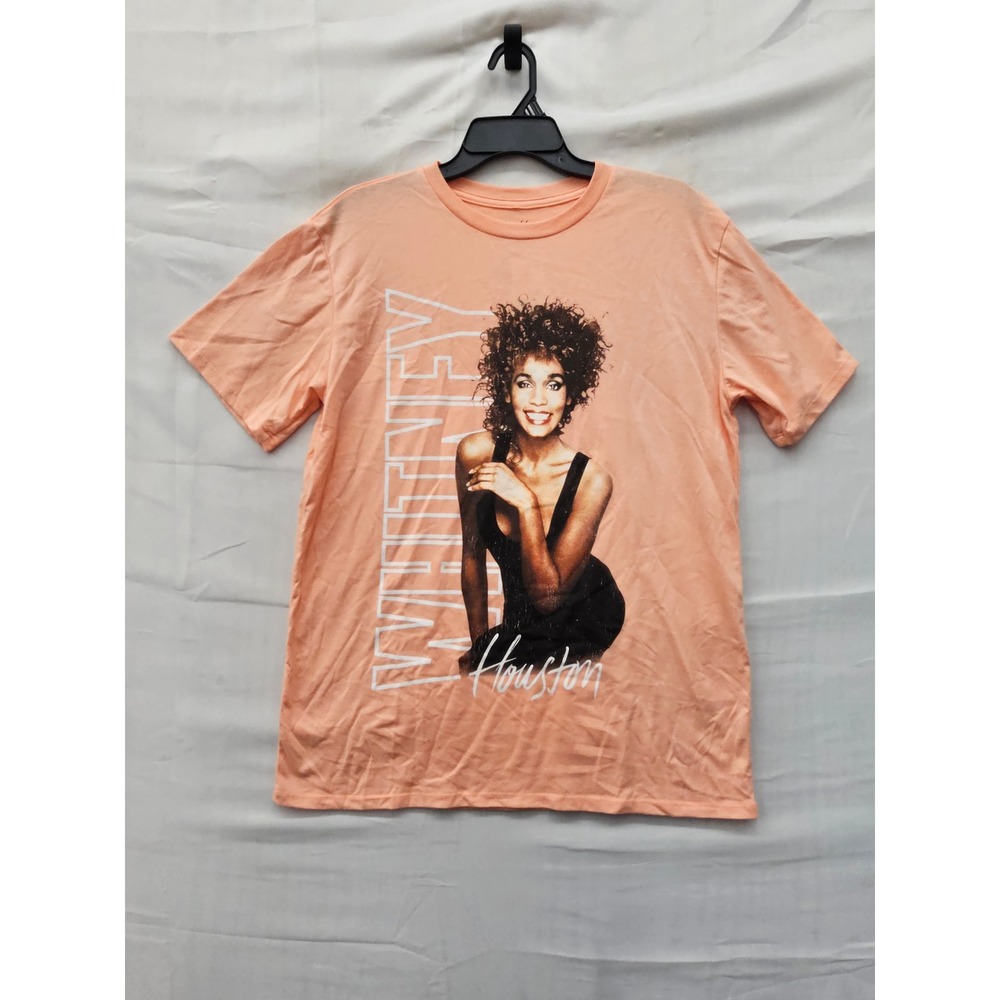 Goodie Two Sleeves Womens Whitney Houston T-Shirt Pink Cotton Blend Size Medium